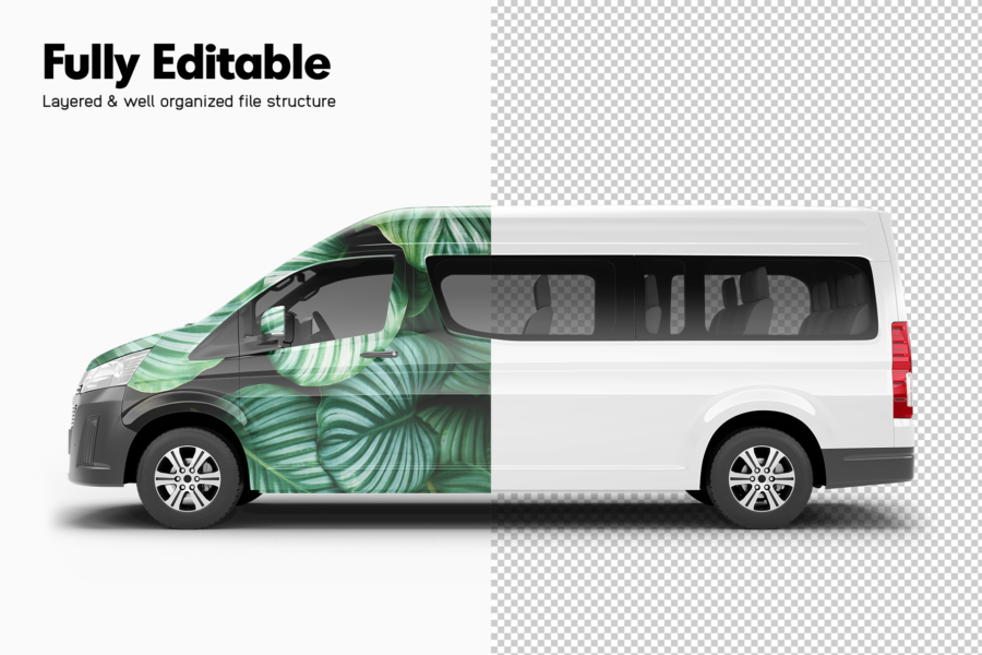 toyota hiace bus mockup